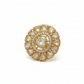 Premium Moissanite Polki Kundan Adjustable Ring | Sunflower Cocktail Ring