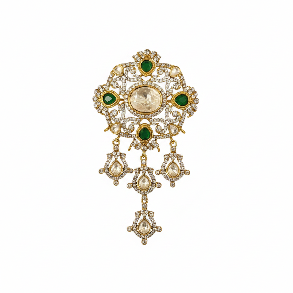 Premium quality antique polish polki kundan brooches in colours