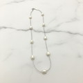 Real Freshwater Baroque Pearl Station Necklace | Silver Chain