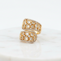 Premium Polki Kundan Moissanite Bypass Ring | Adjustable | Gold Polish